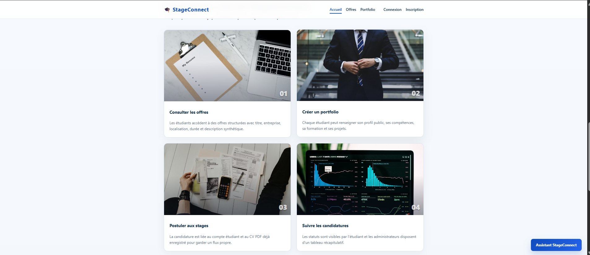 StageConnect internship offers page screenshot